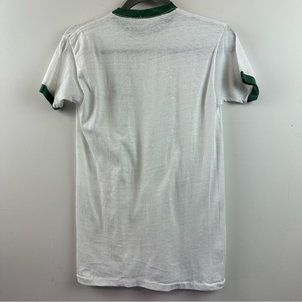 Vintage Meadowlands Ringer Tee T-Shirt Medium Green White - Picture 6 of 7